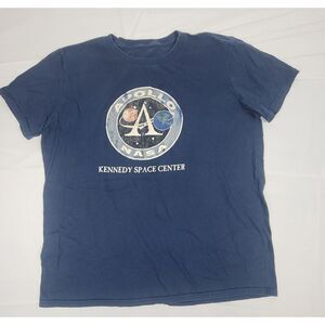 Apollo NASA Kennedy Space Center T-Shirt Mens Large. Vintage Navy Blue Tee‎
